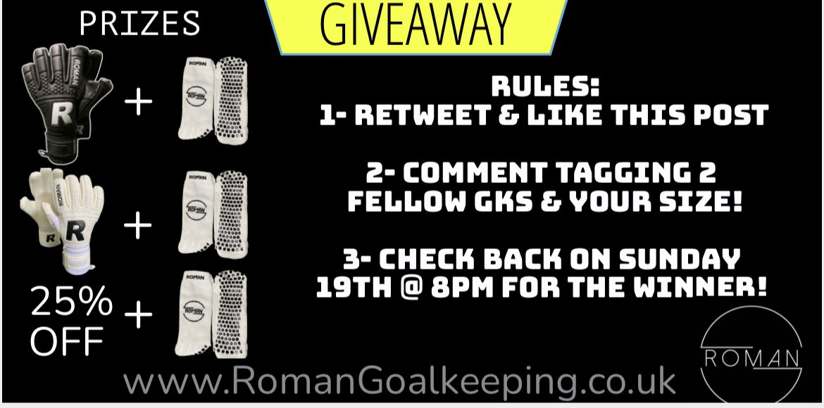 🚨TRIPLE GIVEAWAY🚨 Win 1 Of 3 Prizes By Entering Our Free Giveaway! Details Below! 👇🏻 #RomanGk @GKGloveBrands