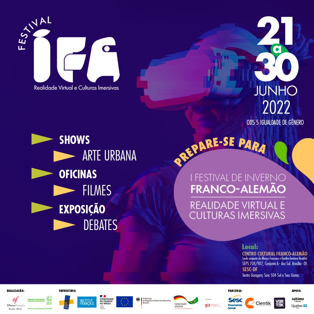 franceaubresil's tweet photo. Não perca o I Festival de Inverno Franco-alemão: realidade virtual e culturas imersivas, realizado pela Aliança Francesa de Brasília e pelo Goethe-Zentrum Brasília, de 21 a 30 de junho! 

Confira a programação e inscreva-se 👇🏽
 
📲 https://t.co/4yqZ2E88UZ https://t.co/bhYsyiWrRM