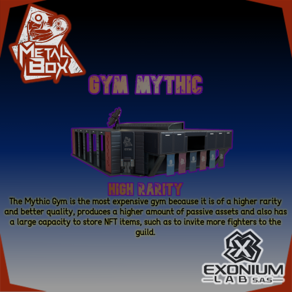 MetalBoxGame's tweet photo. The Mythic Gym is the most expensive gym because it is of a higher rarity and better quality, produces a higher amount of passive assets and also has a large capacity to store NFT items, such as to invite more fighters to the guild

#artnft #Gaming #boxing #NFTGaming #Binance https://t.co/zNj3K1IiBr