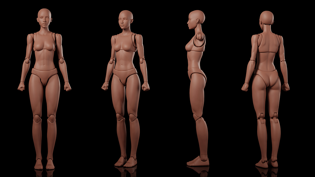 warutafig's tweet photo. Here's a turnaround of my 3D-printable female #actionfigure, modelled in #blender3d

#b3d #actionfigures  #3dart #characterart #3dprint https://t.co/hMIA8I5Kug