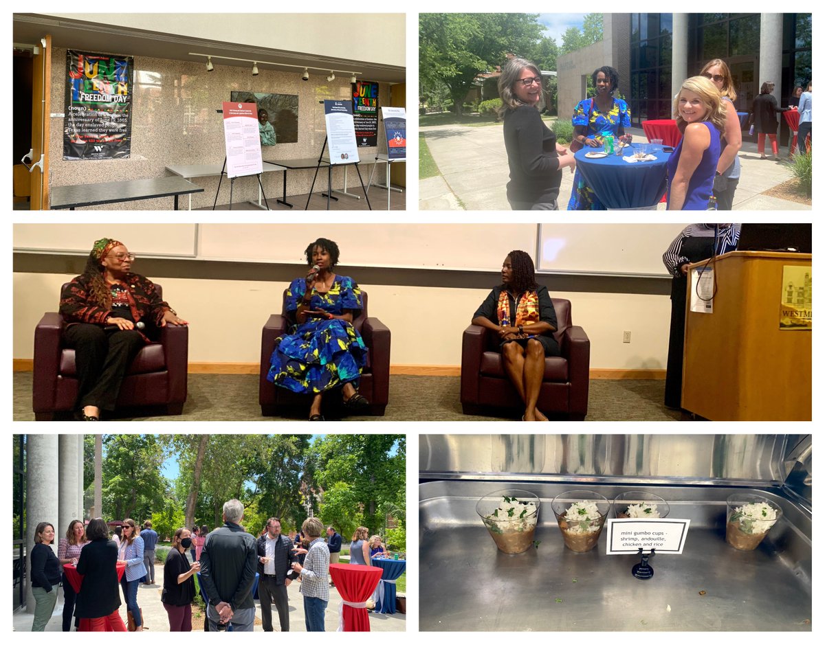 Here are a few highlights from #westminsterSLC's first-ever #juneteenth2022 National Freedom Day observance! From the people in the audience and the panel to the program and our full palates from the delicious food made for an informative and inspirational time of celebration.