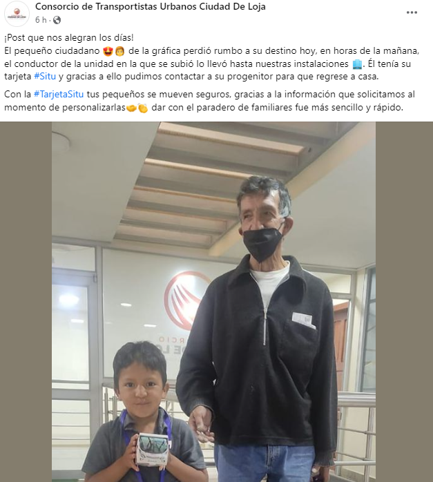 A pesar de que hay muchos detractores de la tarjeta SITU (la mayoría quieren que las regalen🙄) estas noticias son demasiado buenas. Con la tarjeta SITU se puede contactar a los padres de los menores, saber qué paradas y buses usaron. ¡Punto a favor del <a href="/CTUciudaddeloja/">Consorcio de Transportistas Urbanos Ciudad de Loja</a>!