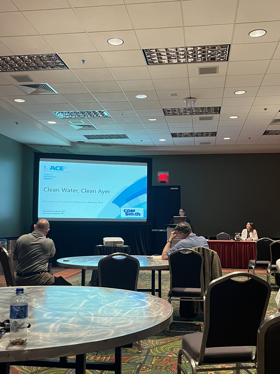 .<a href="/CDMSmith/">CDM Smith</a>’s Maddie Ledoux and Michaela Bogosh presenting on PFAS treatment at the Spectacle Pond WTP in Ayer, MA! 💧👩‍🔬👷🏼‍♀️ #ACE22