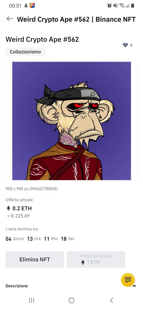 23Ledian's tweet photo. Weird Crypto Ape #562 
#Binance #Crypto #NFTs https://t.co/NenOeLK8As