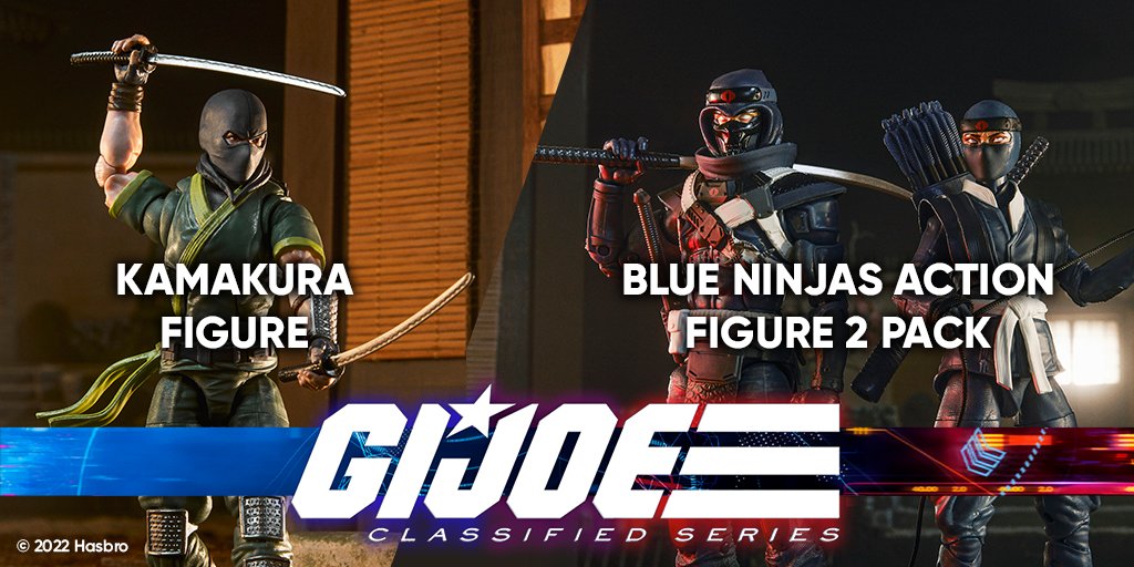HasbroPulse's tweet photo. Celebrate #YoJoeJune with the #GIJoeClassifiedSeries #Kamakura figure and #BlueNinjas figure 2 Pack! Pre-order exclusively at @amazon with limited quantities available on #HasbroPulse! Pre-order begins at 1pm ET for Pulse Premium members and for all fans beginning at 2pm ET! https://t.co/4NEZVXeGFM