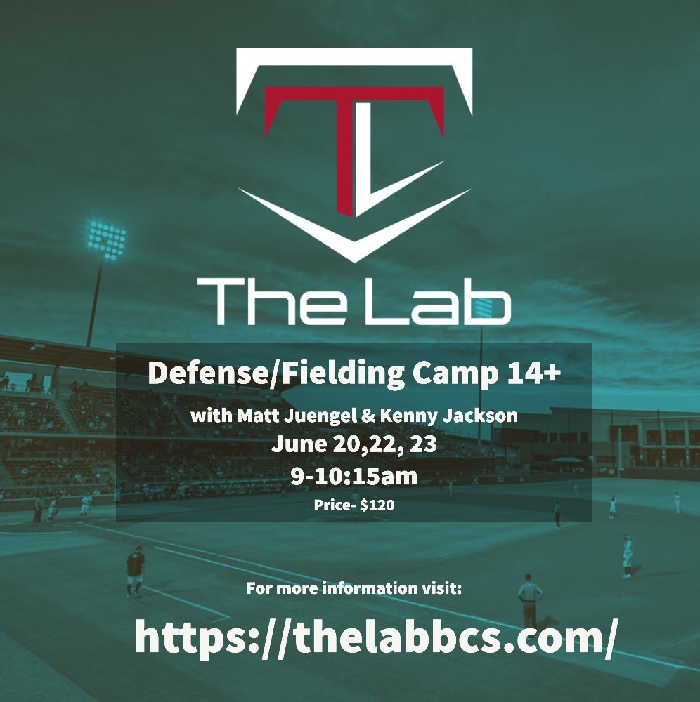 Advanced defense and fielding camp next week for ages 14+ with former Texas A&amp;M and professional baseball players <a href="/MattJuengel/">Matt Juengel</a> <a href="/KennyJackson015/">Kenny Jackson</a> !