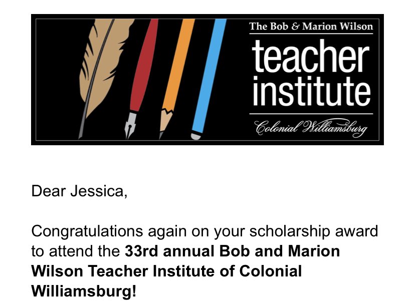 Literally counting down my days until I leave to attend this amazing opportunity to attend the teacher institute at <a href="/colonialwmsburg/">Colonial Williamsburg</a>! <a href="/SocStudiesFCPS/">Aaron Davis</a>
