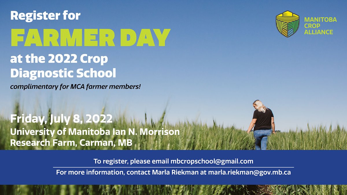 FARMER DAY at the 2022 Crop Diagnostic School is a great opportunity to learn from leading crop and pest management experts and network with fellow farmers from across Manitoba. Attendance is limited due to the hands-on learning format of the event, so register early! #westcdnag