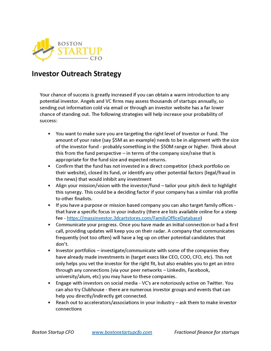 BosStartupCFO's tweet photo. @mnoon83 Check out https://t.co/NIp3uFtMD4
Will help you assess what investors look for. Also see attached https://t.co/gT3C04FEf9