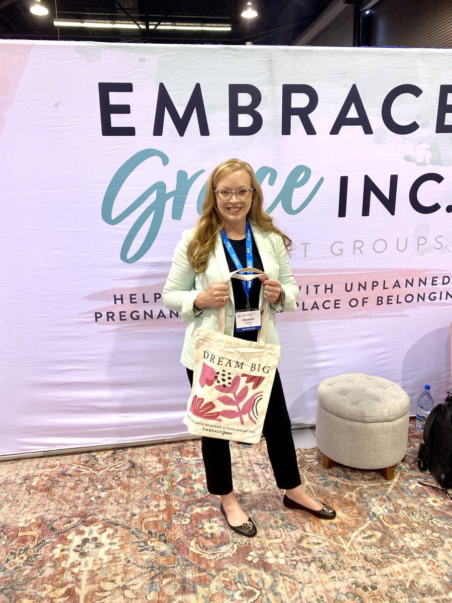 Come say hi at the SBC Annual Meeting in Anaheim!!!  💗 <a href="/elizabethgraham/">elizabethgraham</a> with <a href="/ERLC/">ERLC</a> came to visit and got her FREE "Dream Big" tote! Come grab yours &amp; meet our team, too! #SBCAnaheim #SB22