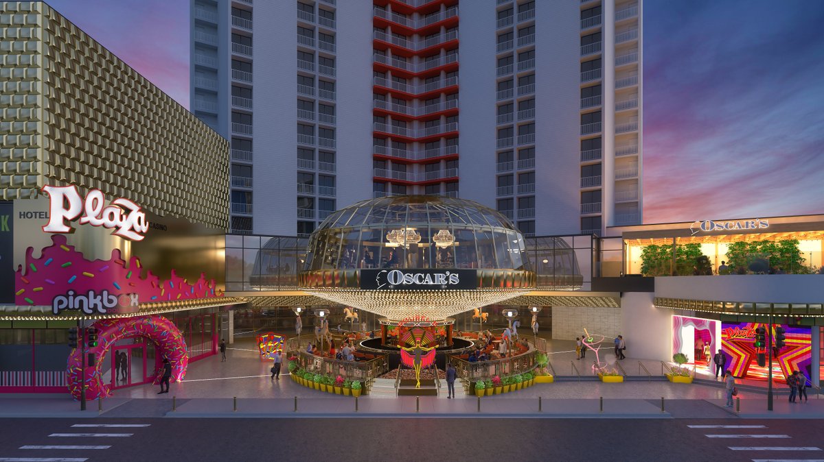 PlazaLasVegas's tweet image. ✨JUST ANNOUNCED✨ #ReimaginationOfMainStreet
Introducing @carouselbarlv, Rooftop Dining at Oscar's, @Pinkboxdoughnut, #DTLV First Smoke-Free, Social Media Friendly Gaming Space. Like &amp;amp; retweet for your chance to win a 2-night stay &amp;amp; $150 credit to Carousel Bar! @BCSlots #PlazaLV