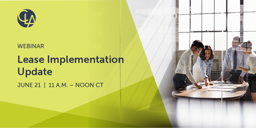 CLAconnect's tweet photo. Is your organization prepared for the new lease standard now in effect? Register for our webinar as we discuss helpful tips on implementation. https://t.co/Y4hg9jAmem https://t.co/LezcKb1d6g