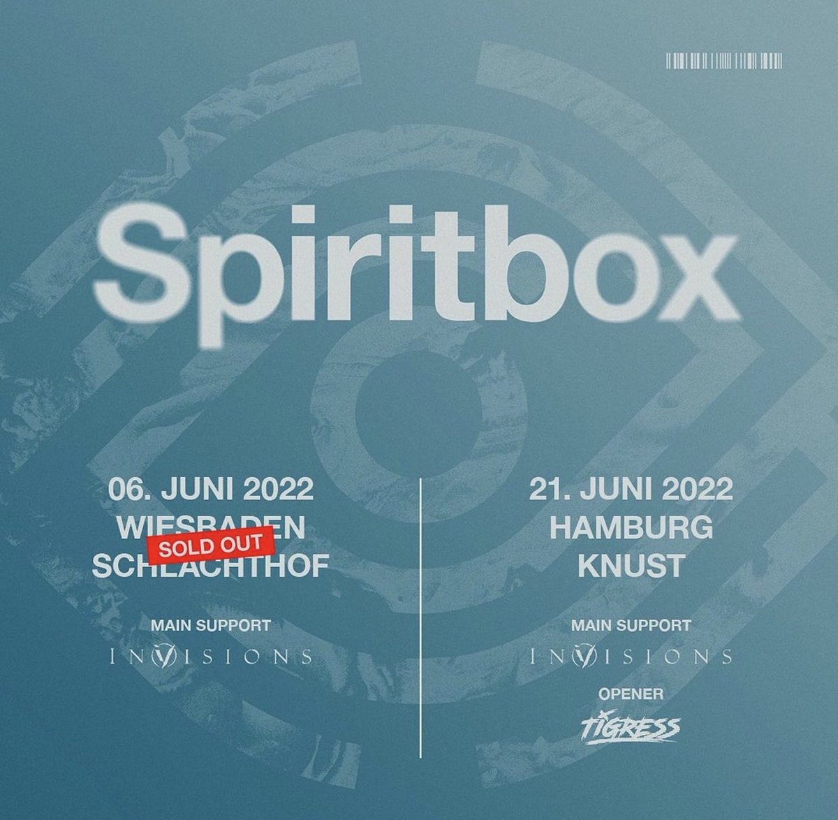DerailedMedia's tweet photo. We are extremely excited to announce that we are going to be covering @spiritboxband‘s show in Hamburg, DE with @InVisionstweets and @TIGRESSofficial on June 21st!!! Make sure to check them out! 🤘🏻| #DerailedMedia #Spiritbox #Invisions #Tigress https://t.co/Xpii0214tM