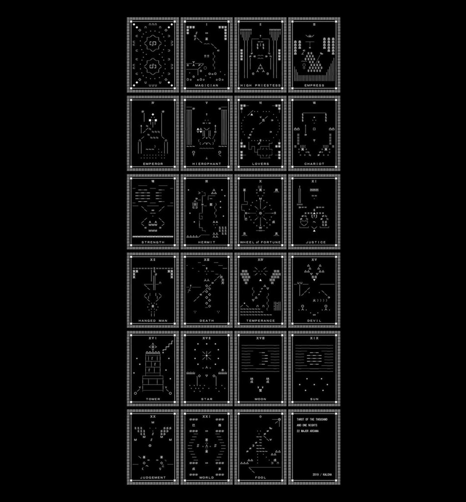 mistfunk's tweet photo. Mistigram: back in 2019, @kalchano illustrated the 22 major arcana of the #tarot in #shiftJIS textmode art, a complete set of which was included in the MIST0620 artpack collection released two years ago this month. (Relatedly, @littlebitspace is currentl… https://t.co/oroSzZmuGU https://t.co/B3dpYV3U3H