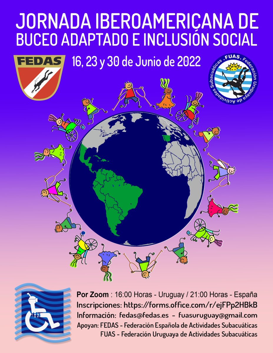 FEDAS_oficial's tweet photo. 🔴   I Jornadas de Buceo Adaptado y Discapacidad.
✅  En tres sesiones: 16,23 y 30 de junio 
✅  Por  videoconferencia, herramienta ZOOM
✅  INSCRÍBETE: https://t.co/IGlZOopjO9
#FEDAS
#BuceoAdaptado https://t.co/zaNjChP3R5