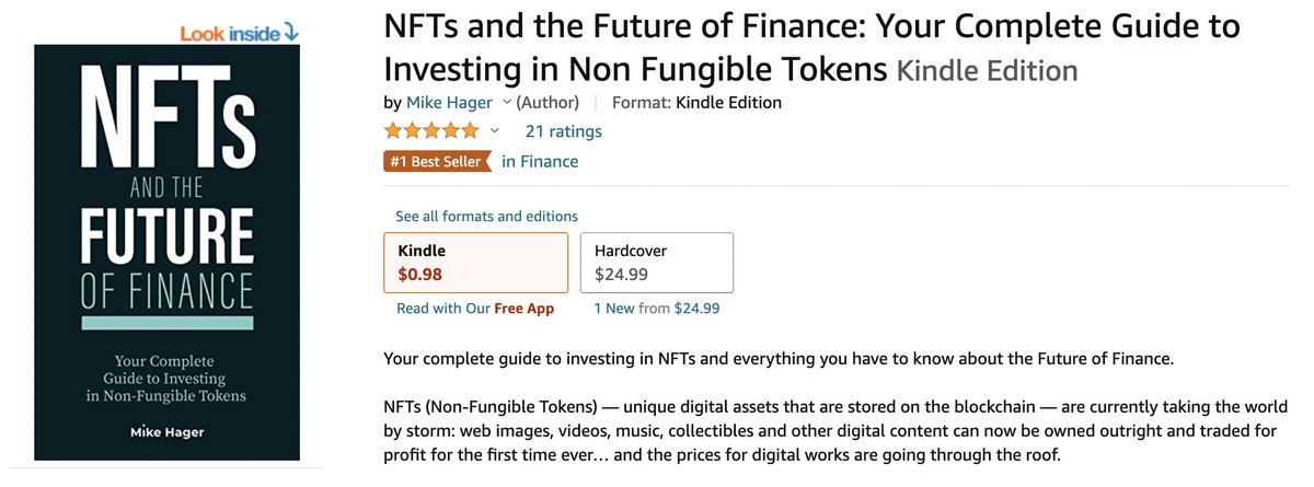 nullinger's tweet photo. What?? My NFT book is #1 in Finance on amazon?? Really? Thank you guys!! ❤️🤩 I think many people will read about @gmoneyNFT and @justinaversano and @garyvee and all the other great people in NFTs now. https://t.co/DbLeoTTZOM
