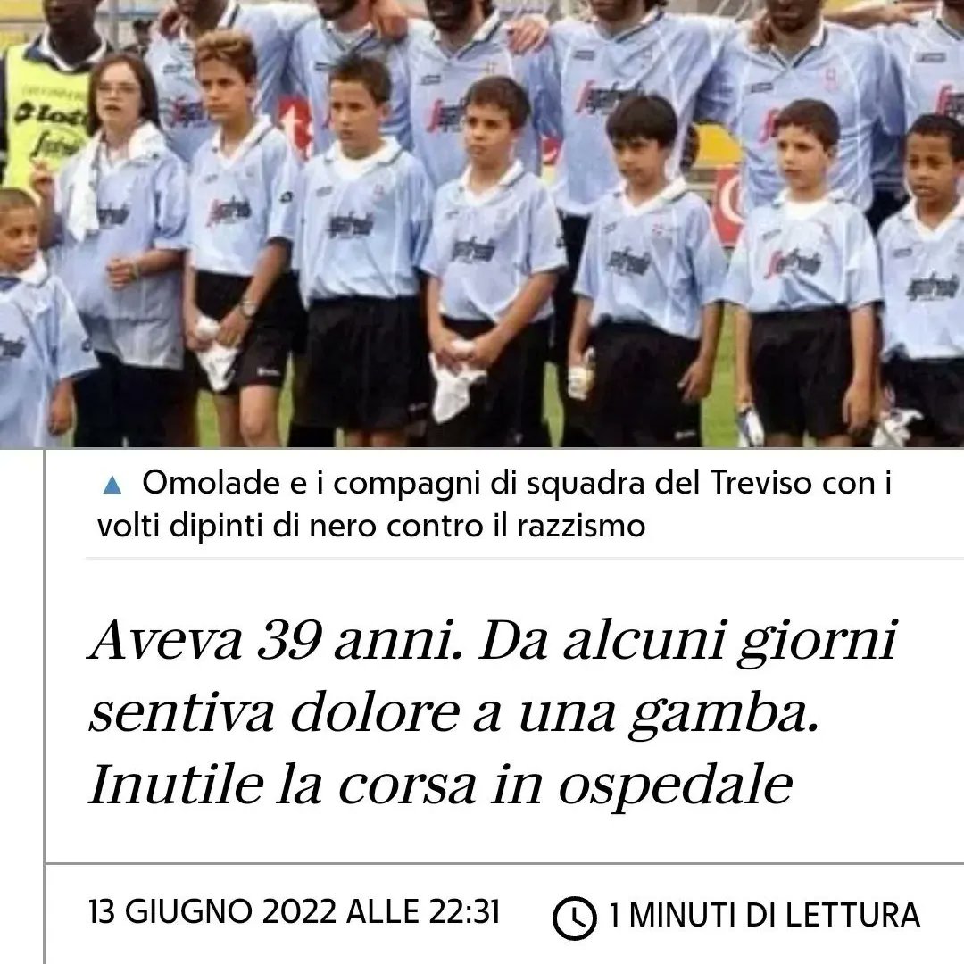 doctormabuse18's tweet photo. @Adnkronos @razorblack66 Da alcuni giorni sentiva "dolore ad una gamba. A 39 anni ciao #OMOLADE.
Per gli altri che non hanno capito avanti con la #quartadose https://t.co/yv8kQWs8I9