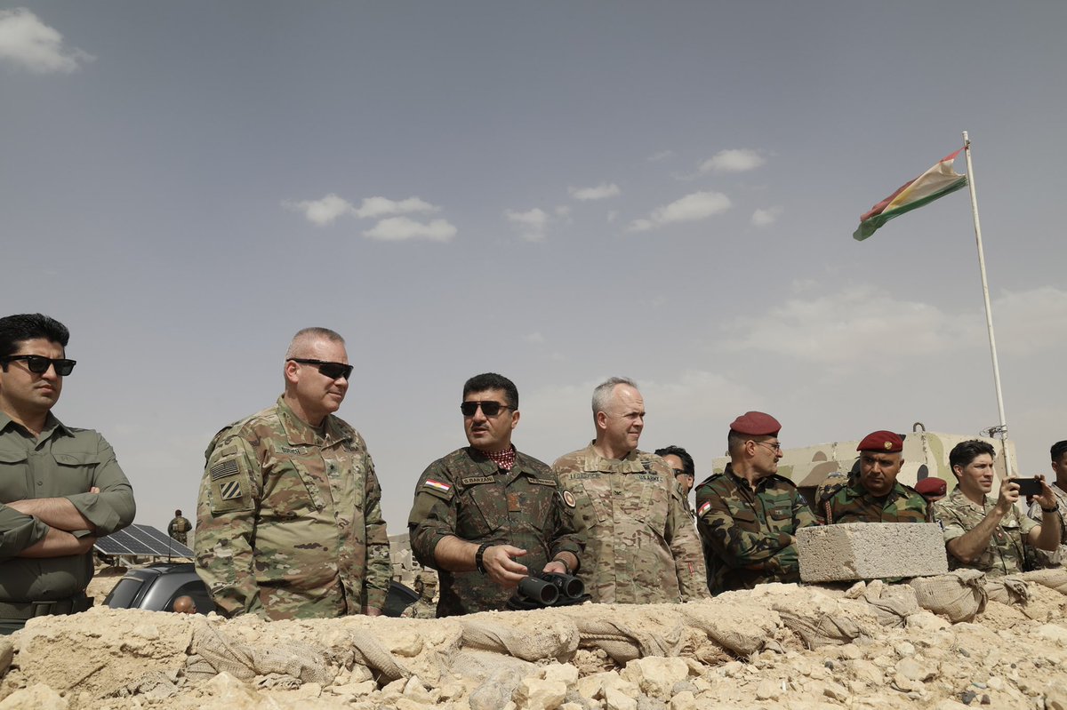SirwanBarzani_'s tweet photo. We were pleased by the visit of Director of MAG BG Nick Ducich, and Deputy Director of MAG-North Col Leonovich to Sector6. Latest security situations, remaining ISIS terrorists, and coord among Peshmerga, Iraqi army and collation discussed. Also visited the Peshmerga on the front https://t.co/3OYgBWvhfX
