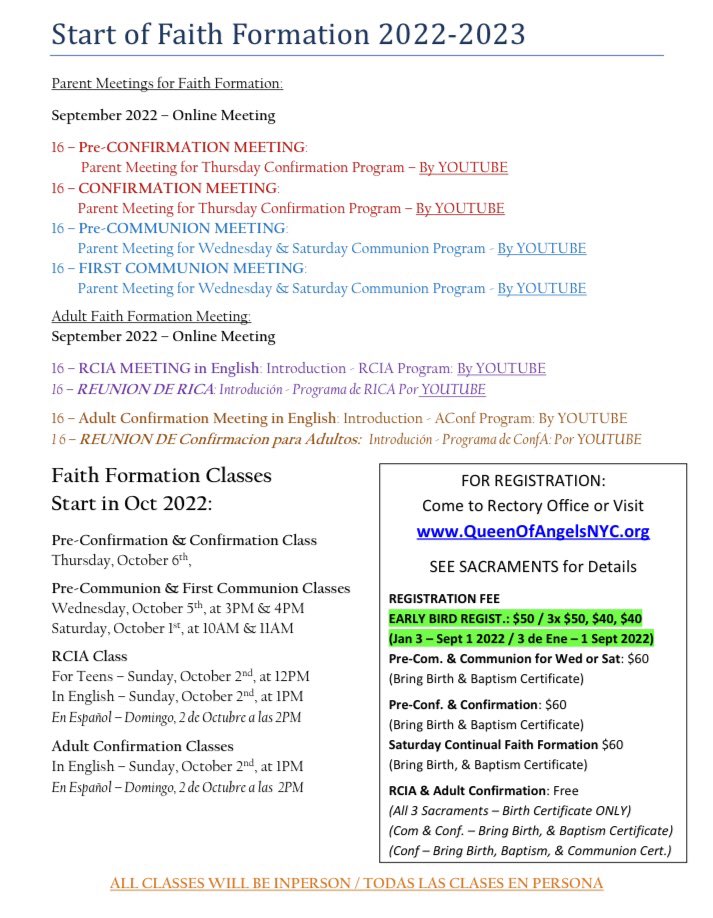 MariaReina4404's tweet photo. QUEEN OF ANGELS FAITH FORMATION 2022 - Start dates for Communion Classes, Continual Faith Formation, Confirmation, RCIA, and Adult Confirmation Classes - Click on the link for our Online Application.

https://t.co/7QPvMe2vn3

#WeAreQueenOfAngels
#SomosReinaDeLosAngeles https://t.co/48iBcDCRzr