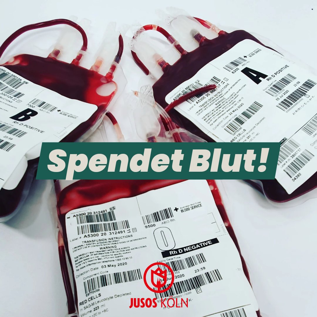 jusoskoeln's tweet photo. Wenn auch erst verspätet möchten wir euch zur #Blutspende auffordern wenn ihr könnt und dürft. Das ist nicht nur am #Weltblutspendetag wichtig, sondern jeden Tag, gerade im Sommer wenn die Reserven knapper werden. https://t.co/2CrMfpmsVh