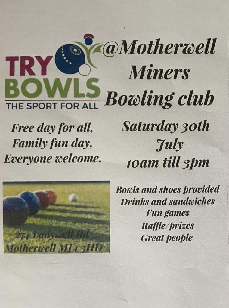 Ever fancied giving bowls a try? Well now you can with the Try Bowls event we’re running on Sat 30th July ‘22. Even if you’ve never really fancied it, give it a go and you just might find your new sport! Please RT &amp; share with all friends &amp; family <a href="/BowlsScotland/">Bowls Scotland</a> #theminers #bowls