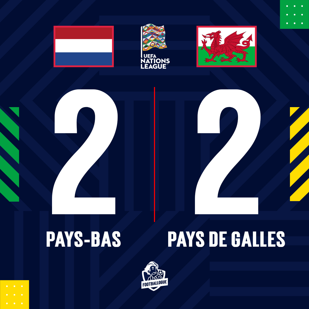 PAYS-BAS 🇳🇱 2-2 🏴󠁧󠁢󠁷󠁬󠁳󠁿 PAYS DE GALLES 

⚽ BUUUUUUUUUUUT DE BALE (sp) !

#NEDWAL