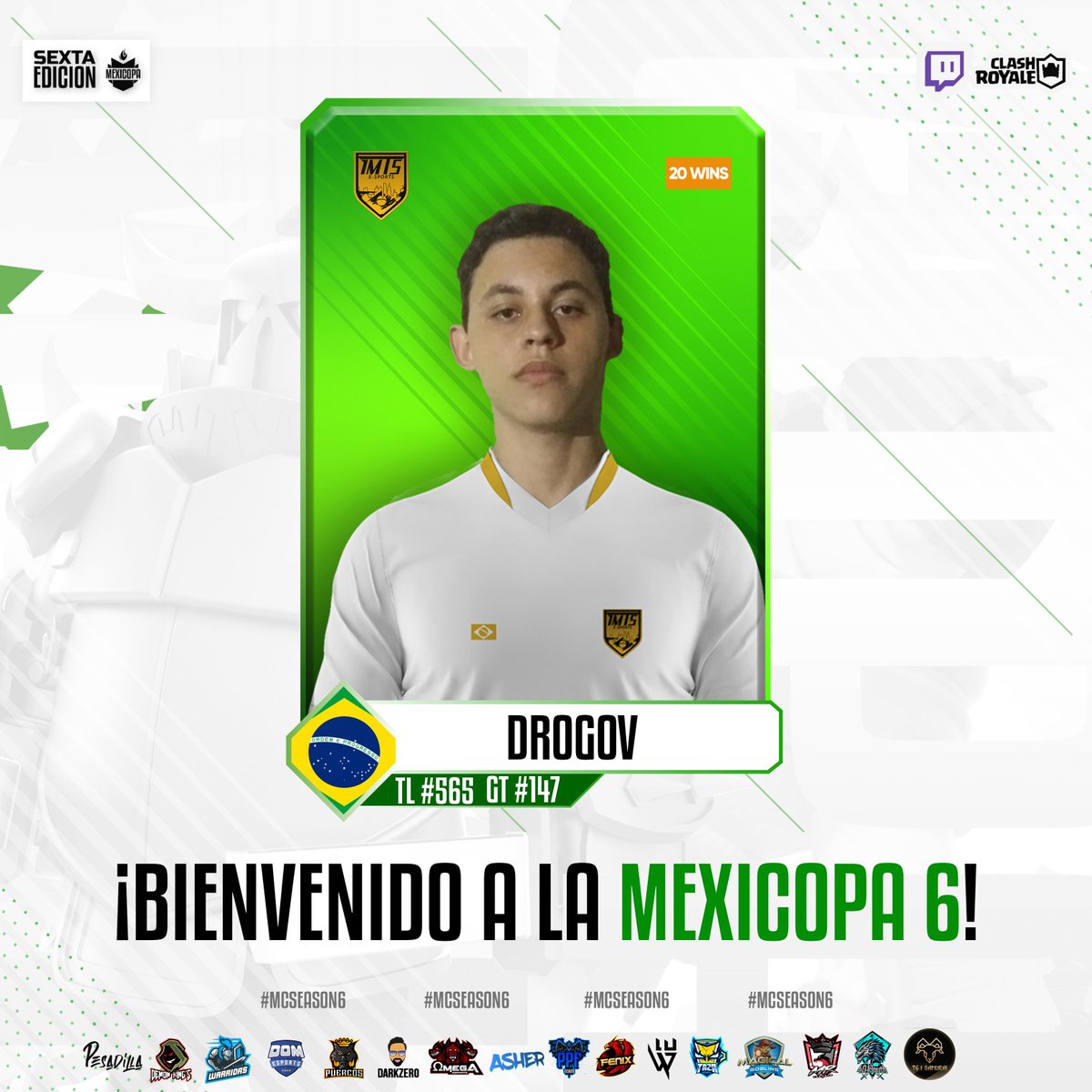 MexicopaCR's tweet photo. 📌Presentación # 30
#ClashRoyale #Mexicopa #gaming
Equipo:
🇧🇷 @IMTSeSports
Jugador:
🇧🇷 @DrogoCR
Drogo es un Brutal Jugador brasileño el cual ostenta en su récord la insignia de 20 Wins de NOtilt , un TL#565 Y GT# 147, Por lo tanto hay que seguirlo de cerca.
🤝Éxito! https://t.co/1cpHKzPuw1