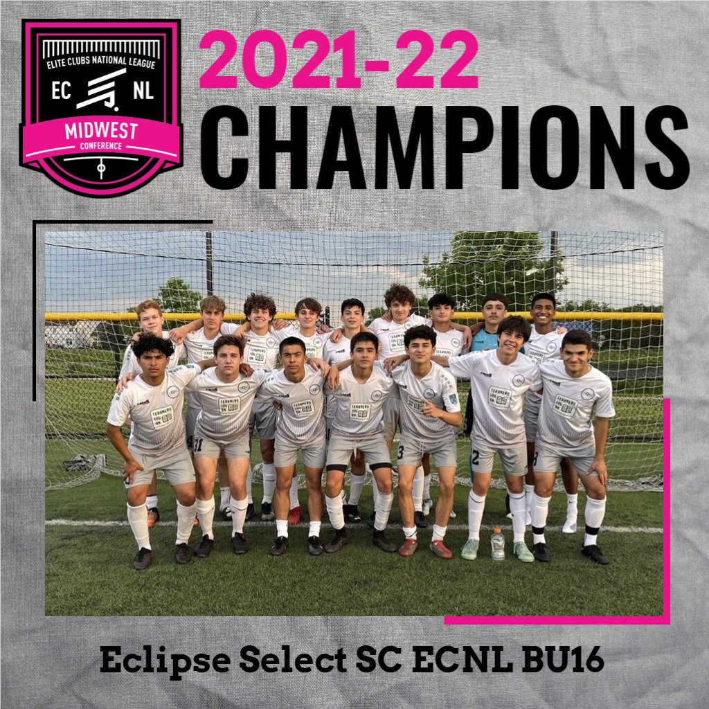 EclipseSelectSC's tweet photo. BU16 Midwest Conference Champions

Eclipse Select SC ECNL B2006s

Overall Record
10-1-1

(No. 2 Champions League Qualifier) https://t.co/sFMSvSW4NI
