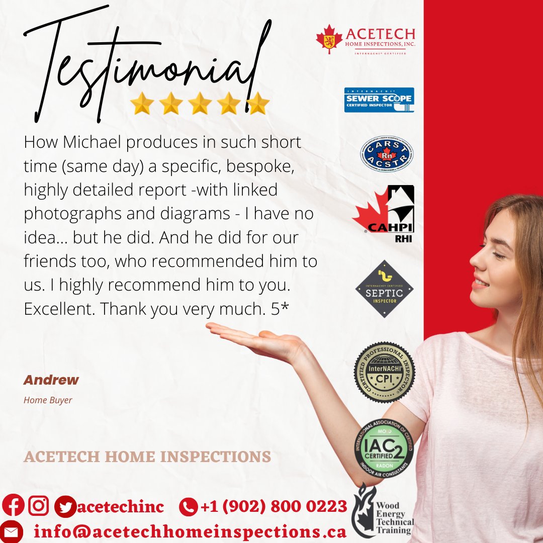 AcetechInc's tweet photo. Our CAHPI ( Canadian Association of Home and Property Inspectors) and InterNACHI (International Association of Certified Home Inspectors) Certified Halifax Home Inspectors can help. Call or book a service online today https://t.co/W5jRukinpc #homeinspectionhalifax #halifaxns https://t.co/bZW9erOwgM