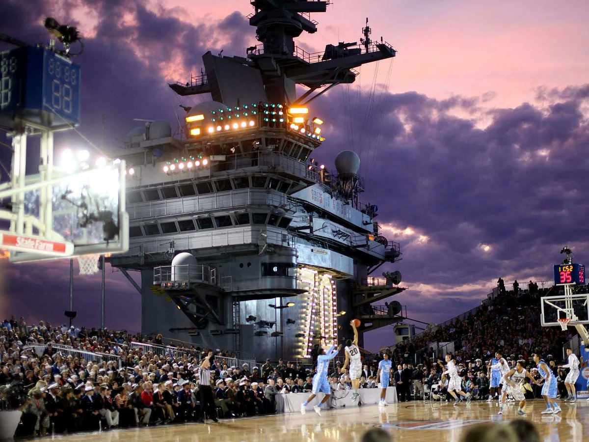 barstoolsports's tweet photo. Sure, This Is Normal: College Basketball Will Likely Have A Game In A Baseball Stadium And On An Aircraft Carrier This Season https://t.co/feoCaYCCEj https://t.co/0KG9fphqtn