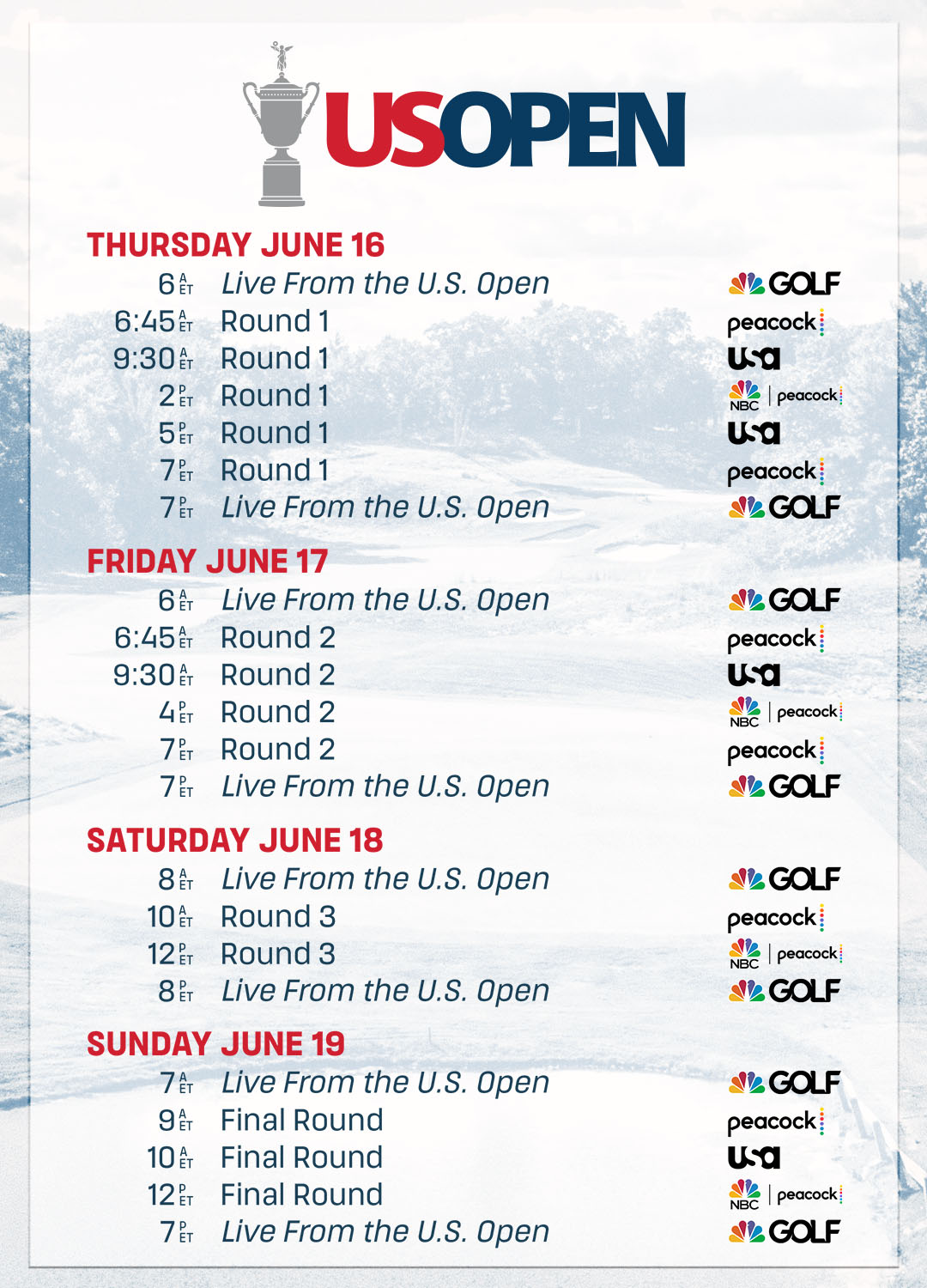 us open golf tv coverage 2022