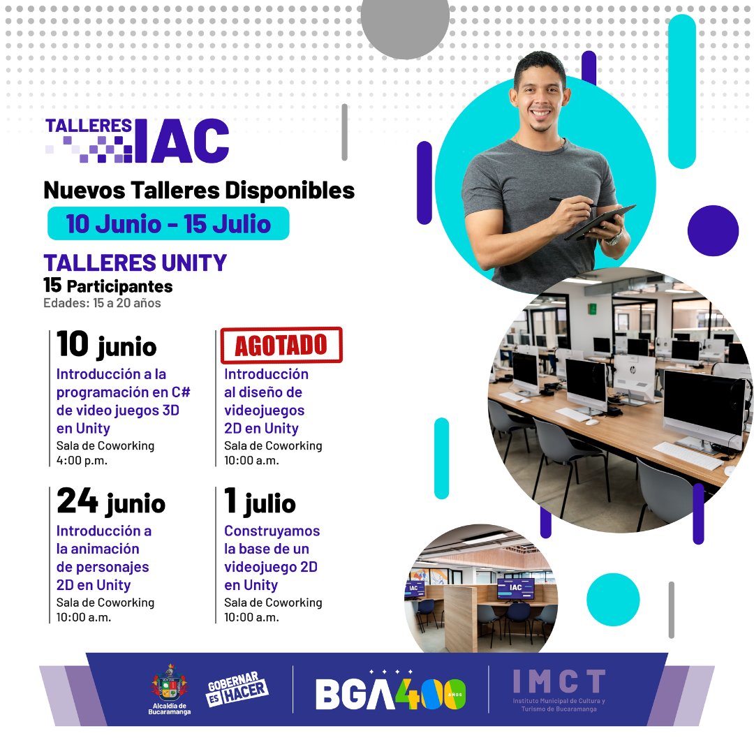 IMCTBGA's tweet photo. #CuposAgotados ‼️
Les informamos que el taller 'Introducción al diseño de videojuegos 2D en Unity' del Centro de Acceso a la Información -IAC- ya alcanzó el número total de participantes.
Inscríbete en los siguientes cursos en ▶ https://t.co/l2JfYhO8PC
#GobernarEsHacer https://t.co/P8uhHyM0uI