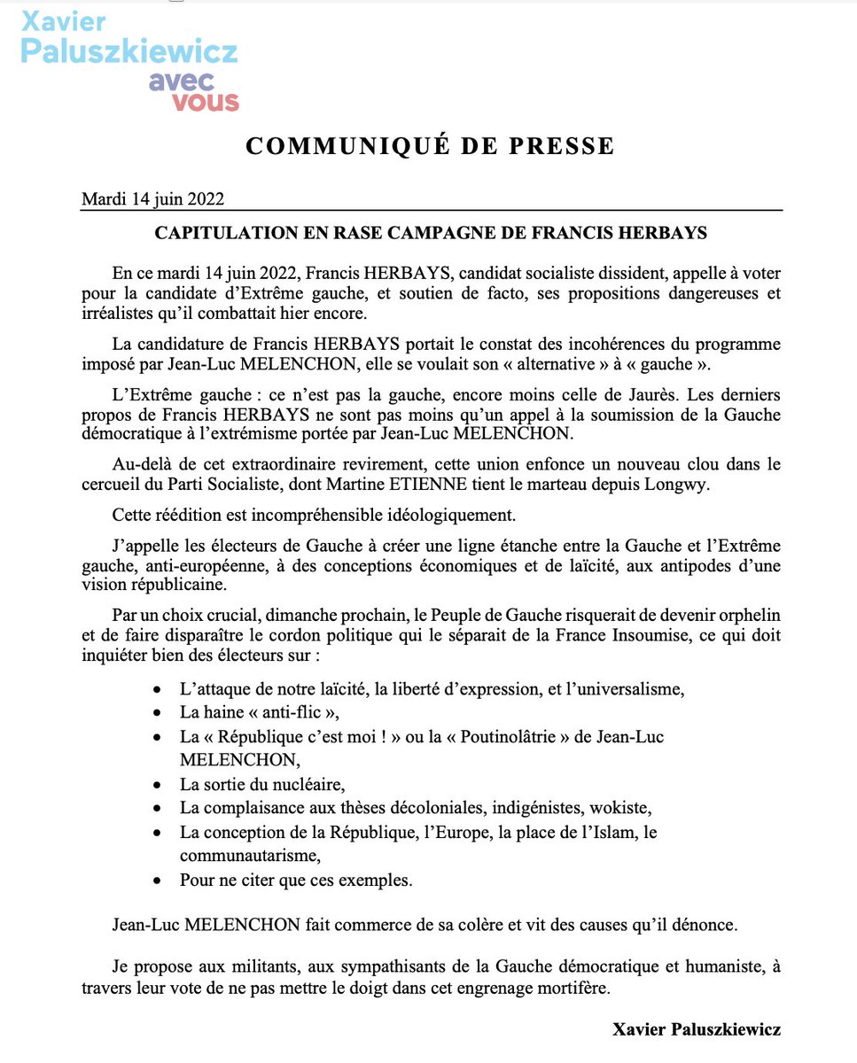 XavierPalu2022's tweet photo. 📣 ￼[J-5] CAPITULATION EN RASE CAMPAGNE DE FRANCIS HERBAYS
￼
Retrouvez ma déclaration ci-dessous  ⤵️
#Circo5403 #AudunLeRoman #Bazailles #Boismont #Laix #Lantéfontaine #Lexy #Longlaville #Longwy #Malavillers #Othe #SaintPancré #Villeaumontois #Villerupt https://t.co/jAP7mMDzOJ