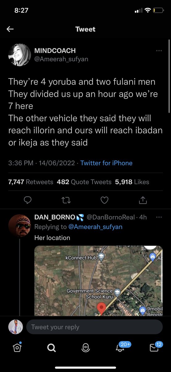 drpenking's tweet photo. Ameerah ticked all the safety boxes! 

“Don’t struggle with your abductors.” She didn’t 
“Hide your phone.” She hid 
“Share your location with family.” She even shared it with the whole Nigeria 

It’s the duty of the Nigeria police to secure her safe release 

Help Ameerah!!! https://t.co/z62bQRusN2