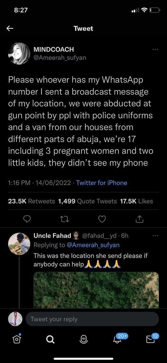 drpenking's tweet photo. Ameerah ticked all the safety boxes! 

“Don’t struggle with your abductors.” She didn’t 
“Hide your phone.” She hid 
“Share your location with family.” She even shared it with the whole Nigeria 

It’s the duty of the Nigeria police to secure her safe release 

Help Ameerah!!! https://t.co/z62bQRusN2