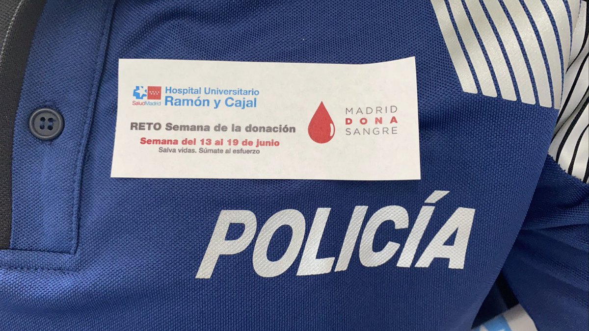 Hoy #DiaMundialDelDonanteDeSangre 🩸 
 La @policiademadrid 👮🏻👮🏻‍♂️se suma al reto de donación.
💉7000 donaciones
📆 del 13 al 19 de junio.
🏥 #HospitalRamonyCajal 
“SALVA VIDAS, SÚMATE Al ESFUERZO” 💪🏻💪🏻
@Madridonasangre @MissCossas @MarrtaRomero @EquipoMedula