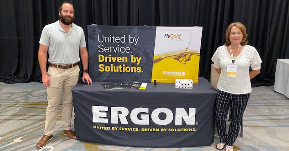 ErgonOils's tweet photo. We've enjoyed visiting with everyone at #NLGI so far this week! If you haven't had a chance to stop by Ergon's HyGold booth (#7), come on over. We have a bunch of cool flashlights to give away — and our base oils are pretty smooth too! #HyGold #baseoils #ErgonFamily https://t.co/vCkpGmUdJk