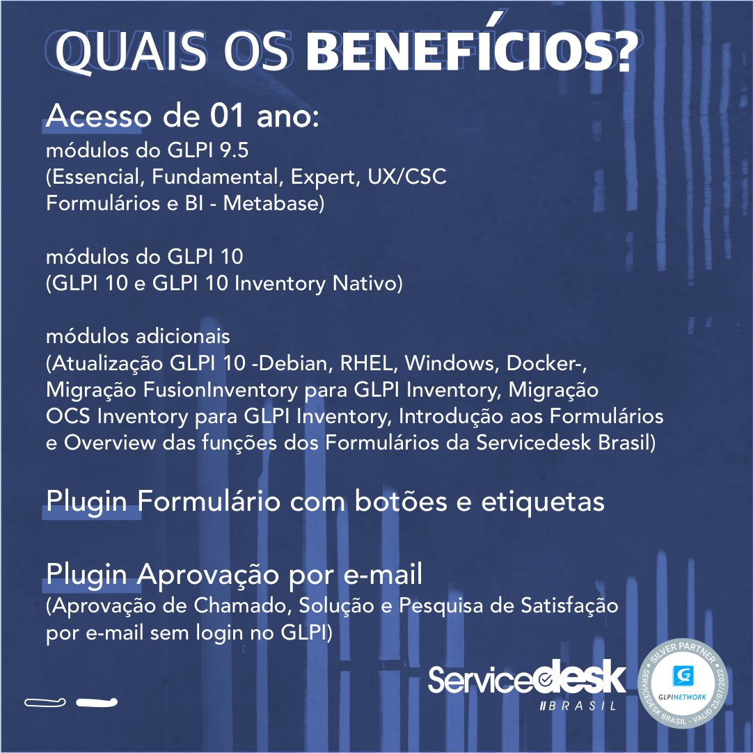 servicedeskbra's tweet photo. 🚀 NOVA OPORTUNIDADE de sair na frente com o GLPI 10! 

Confira todas as informações e não perca tempo:
https://t.co/jBooTxQwCZ

Assista nossa LIVE - GLPI News e GLPI 10.0.1 com @arthurrschaefer 
https://t.co/xUHS2vP5PH
ㅤ
#servicedeskbrasil #glpibrasil #treinamentoglpi #glpi10 https://t.co/uRBPxiLmk1