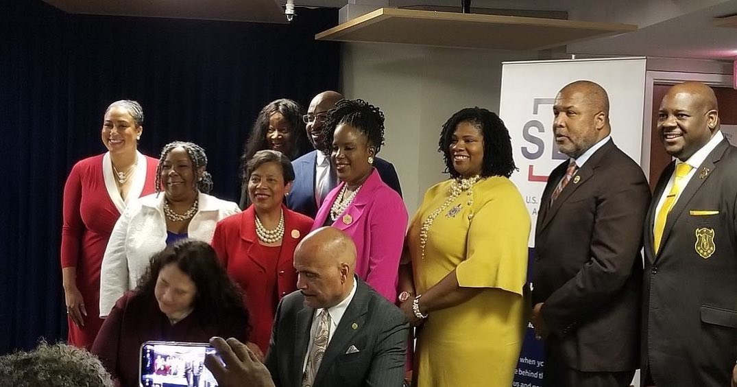 SGRho's tweet photo. Making history! In a first for U.S. government agencies, @SBAgov is teaming up with the D9 to connect Black-owned businesses with the resources they need. President, Rasheeda S. Liberty attended the signing meeting today along with other leaders of the D9. @NPHCHQ  #SGRho https://t.co/rvKVXL8Iam