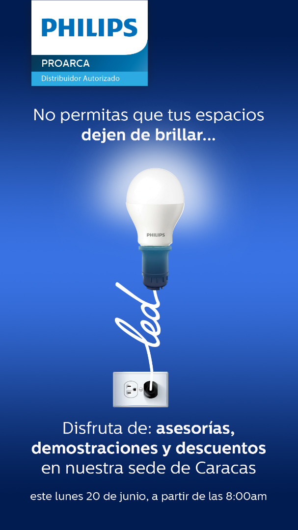 Proarca's tweet photo. ¡Queremos que tus espacios brillen!

Por esa razón te invitamos el lunes 20 de junio a nuestra tienda física ubicada en la Zona Industrial de la California Sur, para que puedas disfrutar de asesorías, demostraciones y descuentos de los productos de la reconocida marca PHILIPS. https://t.co/eMju3PIBae