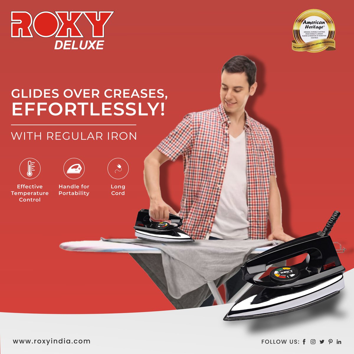 RoxyAppliances's tweet photo. Hassle-Free ironing experience with Roxy Regular irons that glides over creases, Effortlessly! Comes with a long cord and effective temperature control.
#affordable #bhi #Mazboot #bhi
.
For more information about the product visit: https://t.co/MeMegxR0P4
.
#roxy #homeapplaicnes https://t.co/GOT38TlZ8e