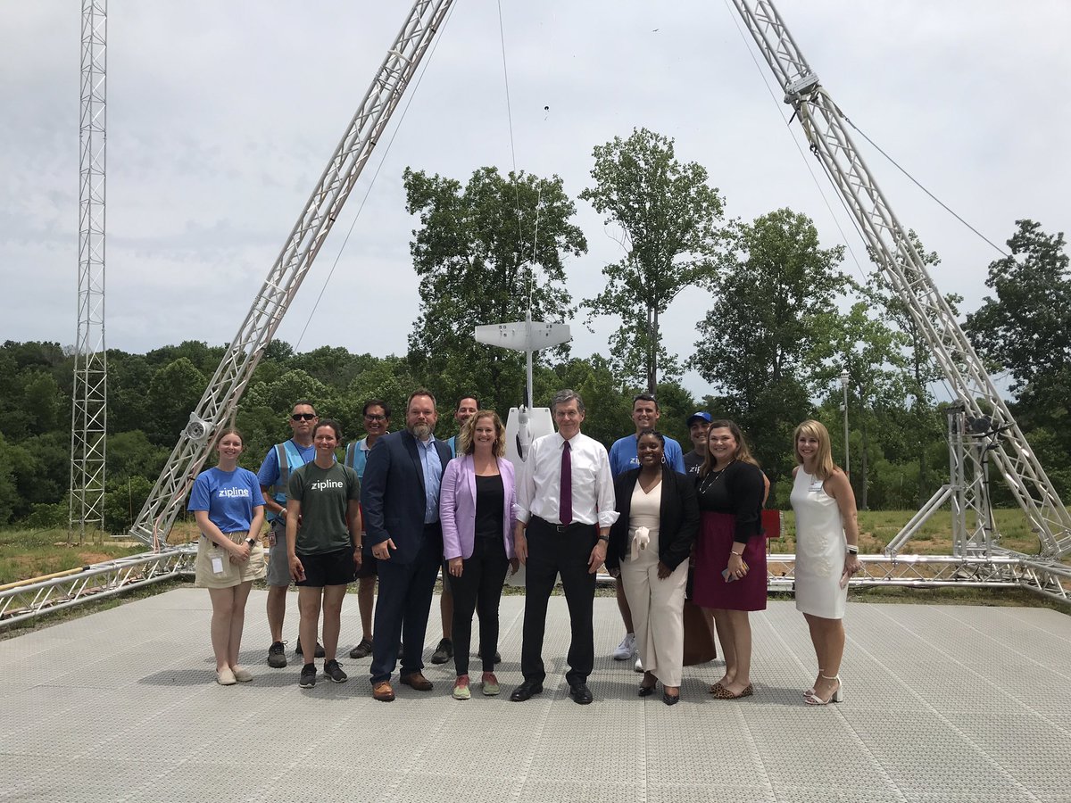 NC_Governor's tweet photo. Today, Gov. Cooper visited @zipline’s distribution center in Concord. Zipline’s operations are taking us to new heights, and we’re glad to see their strong partnership with @NCDOT to help us succeed. https://t.co/lBL51A0AiR