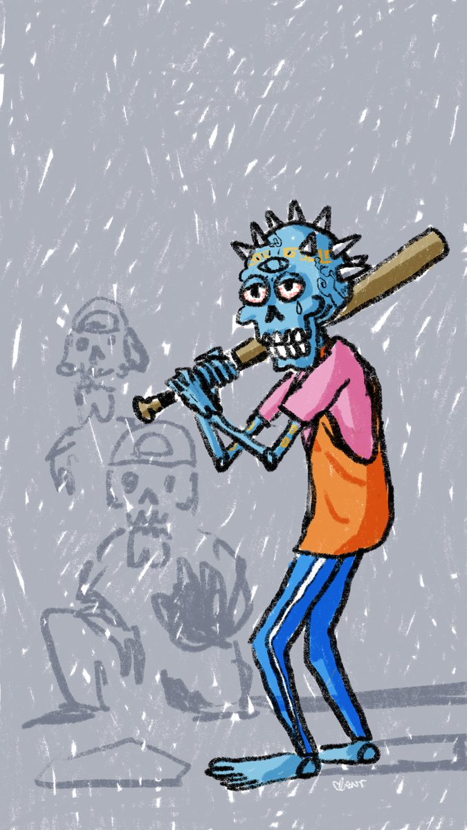 antsarthouse's tweet photo. this @CryptoMories wallpaper for @J_rad_Foust who says they love playing baseball ⚾️

Wanna see yours re-imagined?
- Retweet
- Comment your Morie pfp &amp; something you ❤️ to do 
- Follow Me

✍️  #famorie #redraws #morielove https://t.co/p0sMxP6QYP