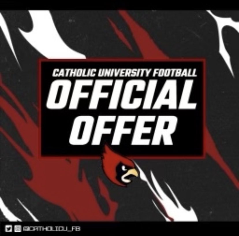 KevinFinnBarton's tweet photo. Blessed to receive my first offer from Catholic University @Max_Drisko @CoachMikeGut @CoachChamlee @CoachBarnisky @FHSFB_Eagles https://t.co/ImvhUTRKw2