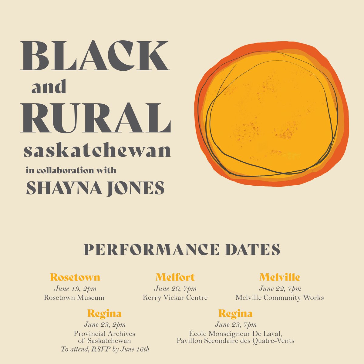 saskmuseums's tweet photo. Can't miss Event!🙌
Black and Rural Saskatchewan – Performances by Artist and Folklorist, Shayna Jones Depicting Black Lives on the Saskatchewan Plains 
@HeritageSK  @SACHMSK @ProvArchivesSK https://t.co/JJzZ6viAgx