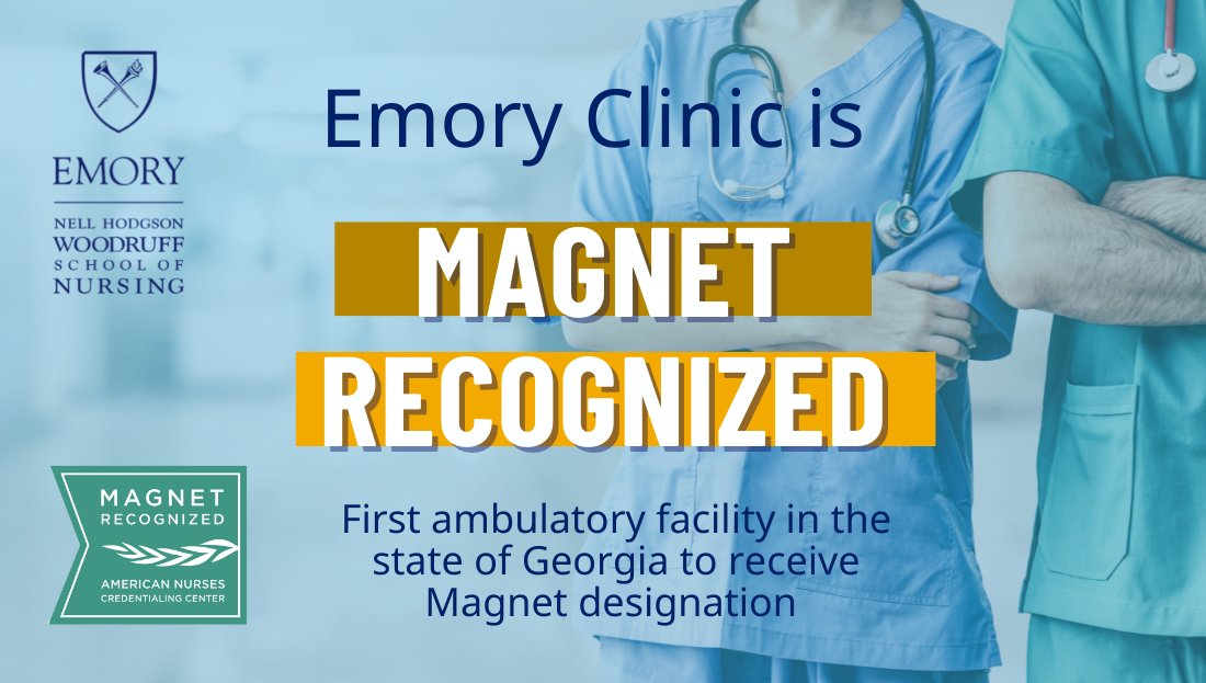 Emory Clinic just became the first ambulatory clinic in the state of Georgia to receive Magnet recognition from American Nurses Credentialing Center. We are so proud of our nurses. Read more here: bit.ly/3N7mtYg #EmoryNursing #TwitterNurse #PatientAdvocate