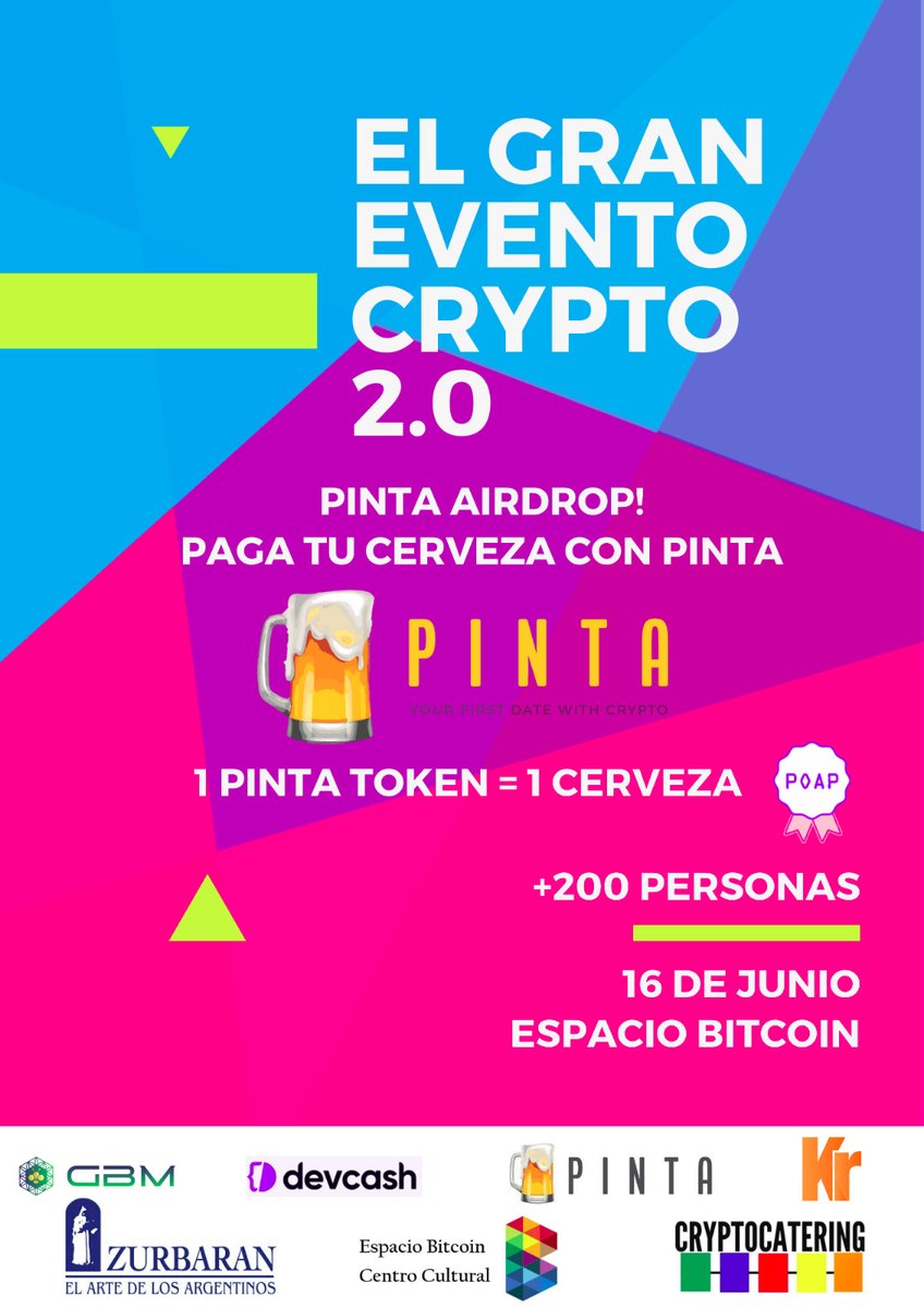 EspacioBitcoin's tweet photo. CRYPTOMEETUP 2.0!

📅El jueves 16 de junio 
📍Espacio Bitcoin Centro Cultural!
⏰17:30 - 21:00
Habrá Airdrop🪂! Pinta Token te invita la primer cerveza🍺. Mandanos tu address de $PNT para participar de la primera ronda!"
@pintatoken

INSCRIBETE AQUÍ⬇️
https://t.co/h4m4DZ3eXA https://t.co/xpGjIhClBQ