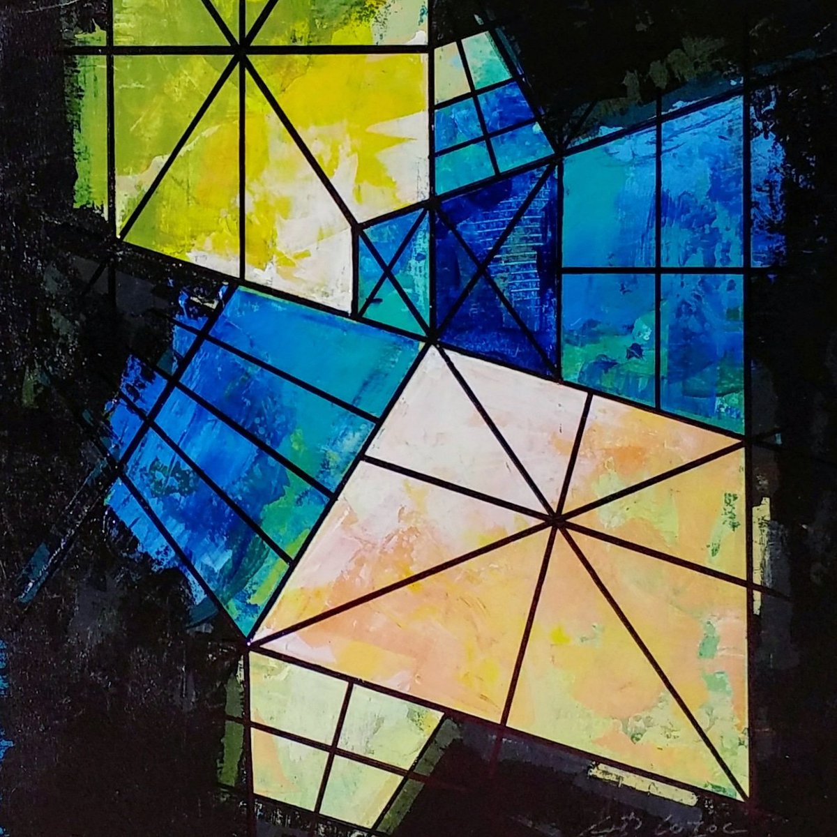 GabrielCojoc's tweet photo. 'Waterfront 2', acrylic on paper, 340x480 mm #art #blue #water #waterfront #aqua #watercolor #paint #trapezium #black #goldenratio #graphic #painting #acrylic #paper #abstract #abstractart #geometric #lines  #green https://t.co/9LNtEhUJS3
