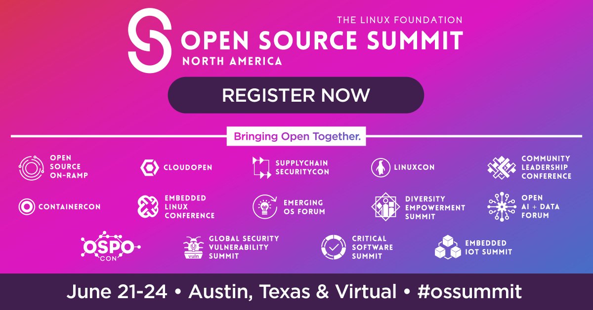 👋 Attending #ossummit next week? We're ready to meet you there. Visit us at Booth: G9 and check out our featured talks from <a href="/melsmo/">Melissa Smolensky</a>, <a href="/olearycrew/">Brendan O’Leary</a>, and <a href="/john_cogs/">John Coghlan</a> or connect with us virtually. bit.ly/3xL8e66