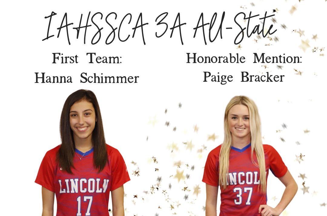 GirlsSoccerALHS's tweet photo. Of course it’s these two! Congrats to Hanna and Paige for their outstanding play this season as recognized by the @IAHSSCA! https://t.co/hvg6bK3dtI